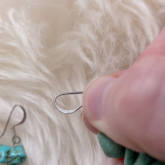 🆕Sterling Silver And Chunky Genuine Turquoise Nugget Earrings - Picture 3 of 4